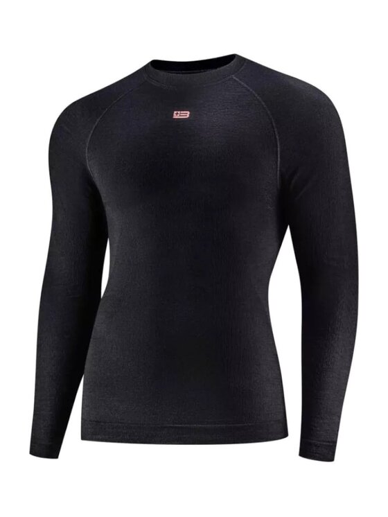 Brubeck Brubeck Bluza LS1733M Merino Wool Czarny Regular Fit