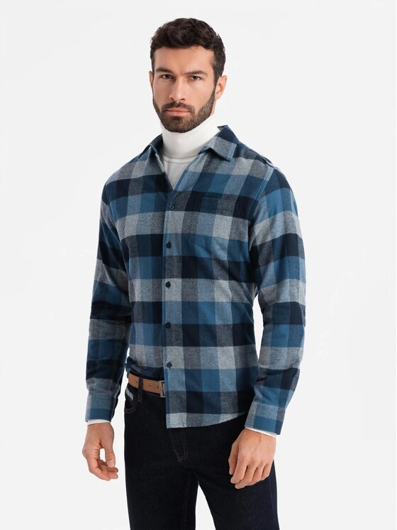 Ombre Ombre Košile OM-SHCS-0150 Tmavomodrá Regular Fit