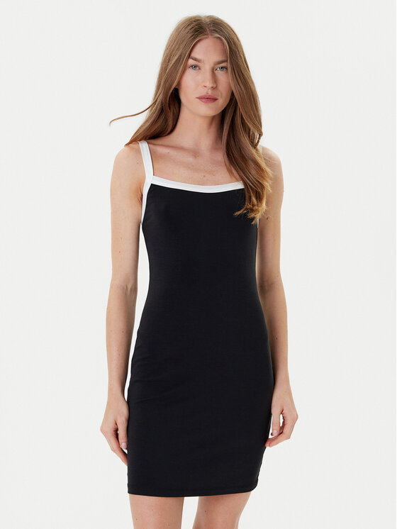 Eleh Eleh Rochie de vară ESS250115 Negru Slim Fit