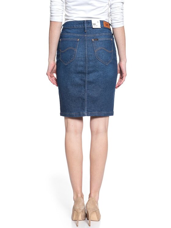 Lee Lee Spódnica mini PENCIL SKIRT Niebieski Regular Fit