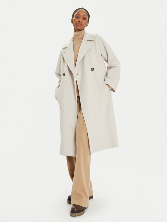 Weekend Max Mara Weekend Max Mara Wollmantel Resina 2425016092 Écru Regular Fit