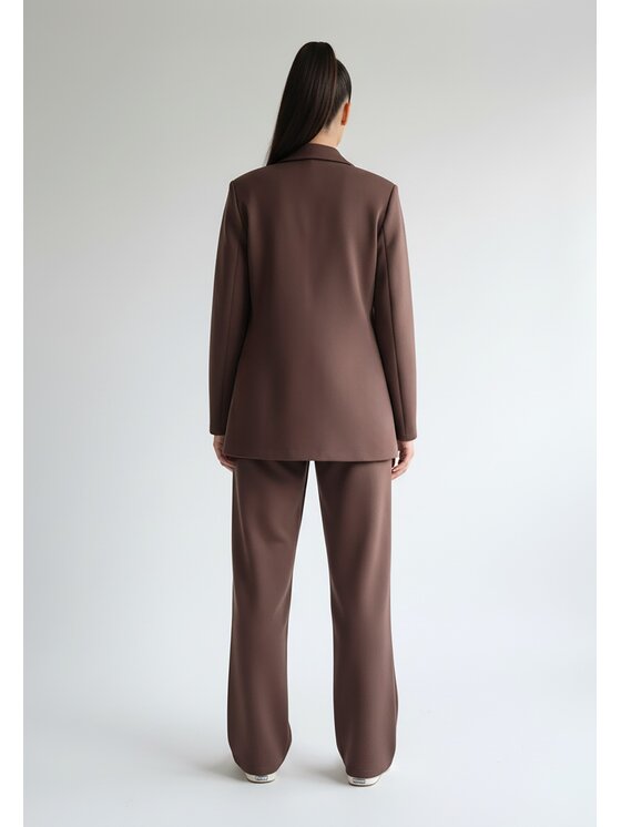 FIGL FIGL Komplet marynarka i spodnie materiałowe M1254 Brązowy Regular Fit