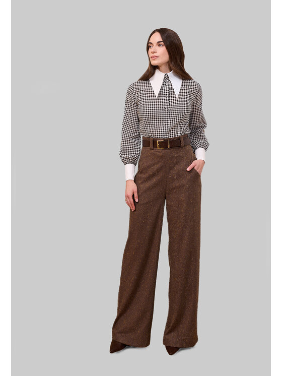 Kasia Zapała Kasia Zapała Spodnie materiałowe Cruz Brązowy Wide Leg