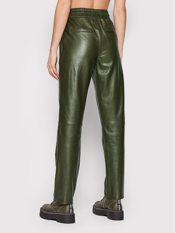 Notes Du Nord Notes Du Nord Lederhose Tazz 12504 Grün Relaxed Fit