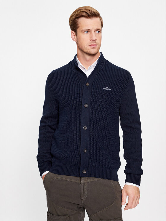 Aeronautica Militare Herren Strickjacke - Baumwolle Mit Reißverschluss