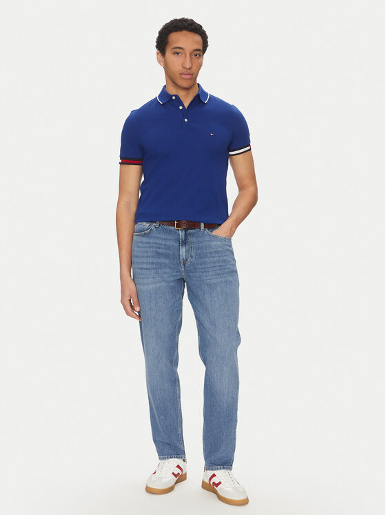 Tommy Hilfiger Tommy Hilfiger Polokošeľa Flag Cuff MW0MW38458 Modrá Slim Fit