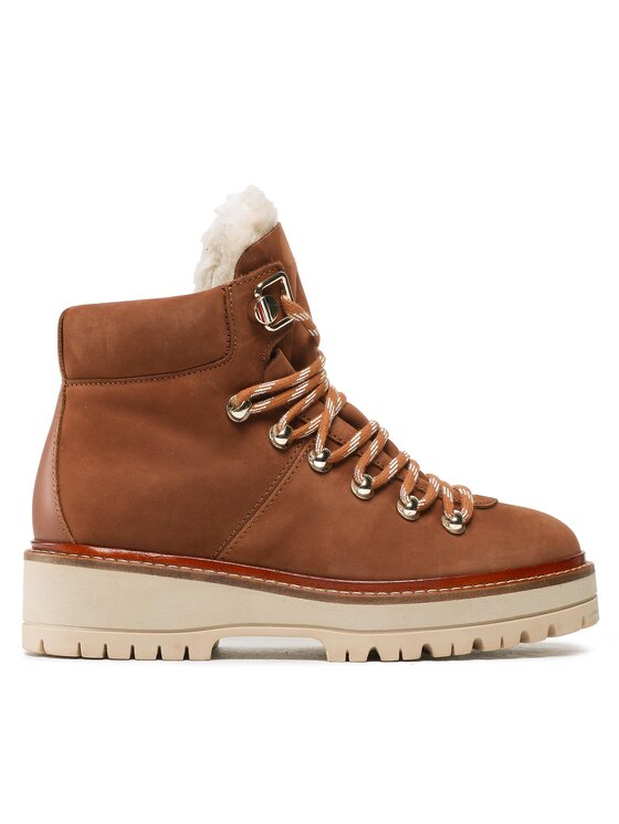 Trappers Tommy Hilfiger Leather Outdoor Flat Boot FW0FW06822 Natural Cognac GTU