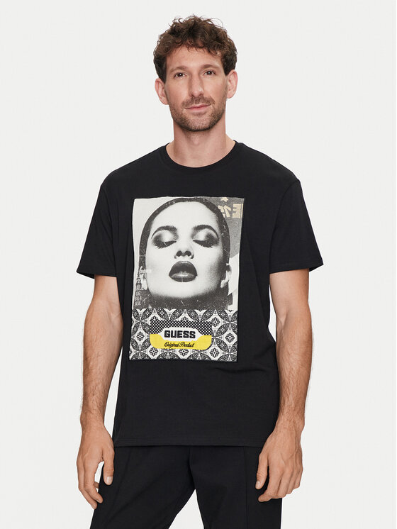Guess T-shirt M4YI90 K9RM1 Nero Regular Fit, taglia : S