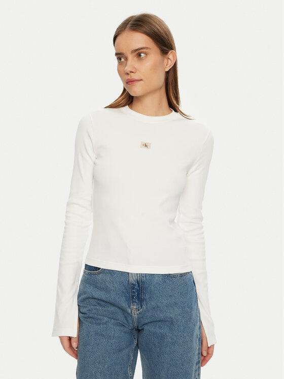 Calvin Klein Jeans Blúzka J20J224760 Biela Slim Fit