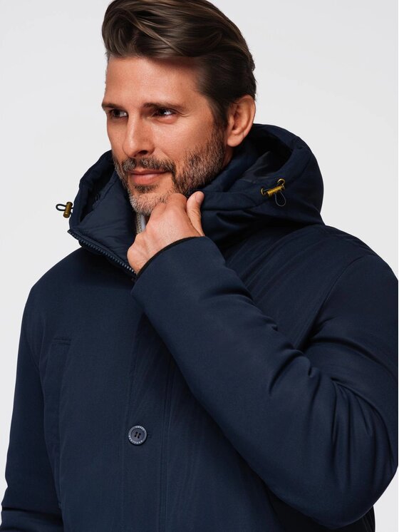 Ombre Ombre Parka OM-JAPJ-0287 Granatowy Regular Fit