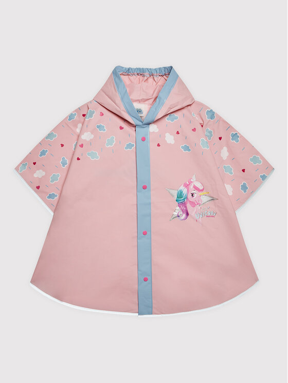 Cape De Pluie Fille 3-6 Ans - Poncho Imperméable Réfléchissant, Fermeture éclair, Rose