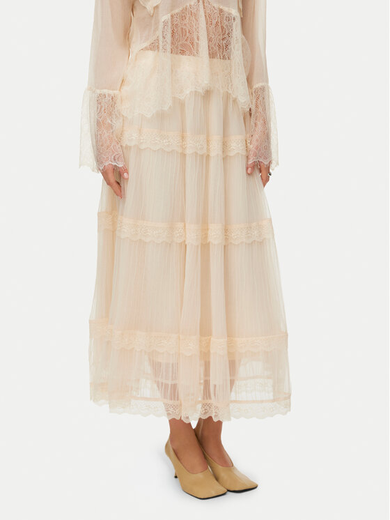 Vero Moda Vero Moda Midi sukňa Kinsley 10346617 Écru Regular Fit