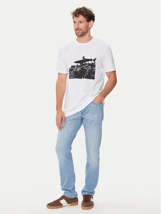 BOSS Boss Majica Te_Sea_Horse 50515626 Bela Regular Fit