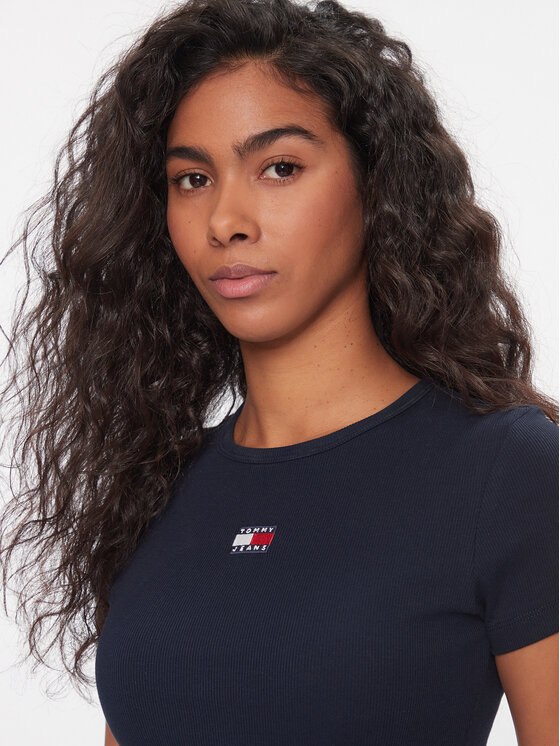 Tommy Jeans Tommy Jeans Marškinėliai Badge DW0DW17881 Tamsiai mėlyna Slim Fit