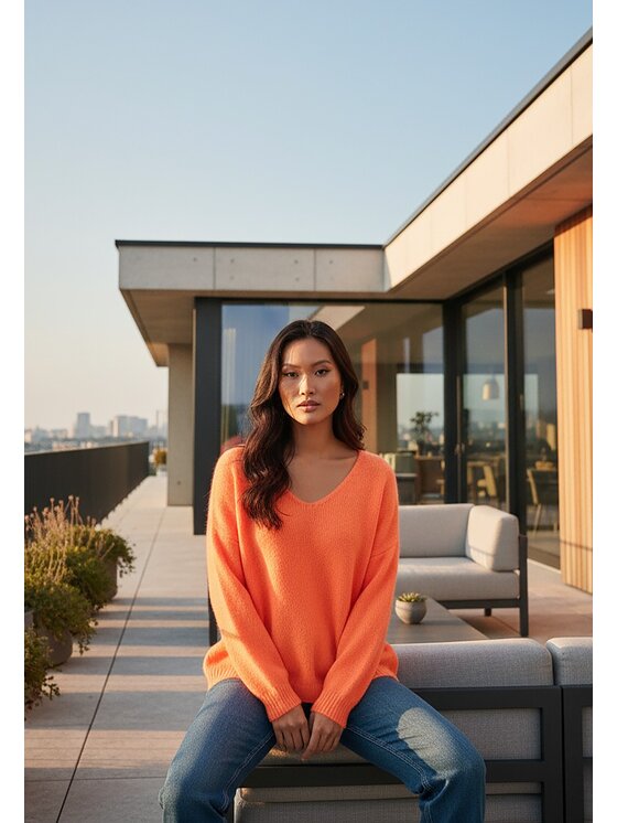 FIGL FIGL Sweter M1236 Pomarańczowy Regular Fit