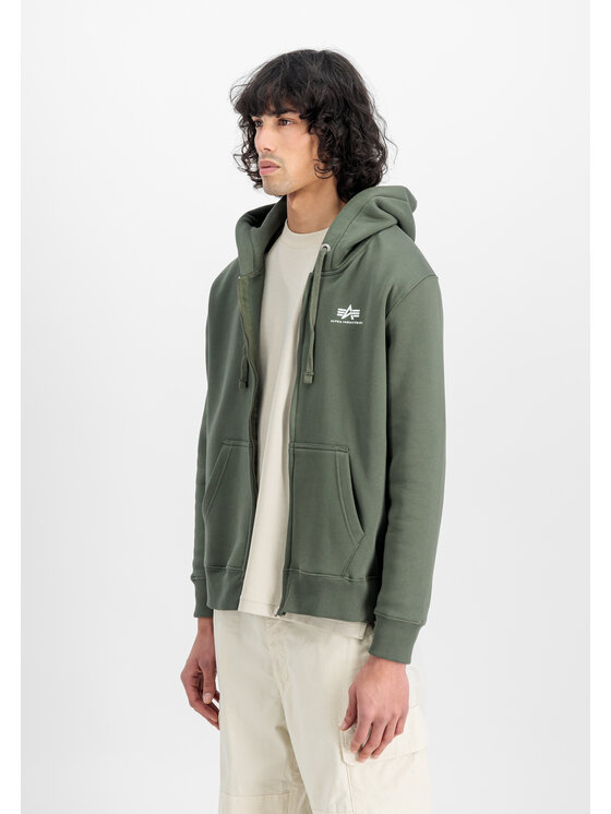Alpha Industries Alpha Industries Mikina Basic Small Logo Zip Hoodie Zelená Regular Fit