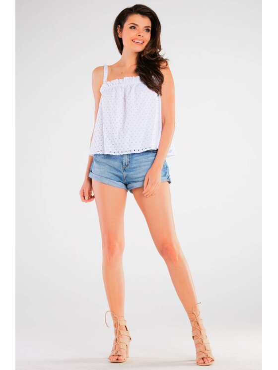Awama Awama Bluzka A436 Biały Basic Fit