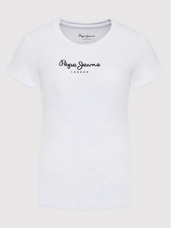 Pepe Jeans Pepe Jeans T-Shirt New Virgina PL505202 Bílá Slim Fit