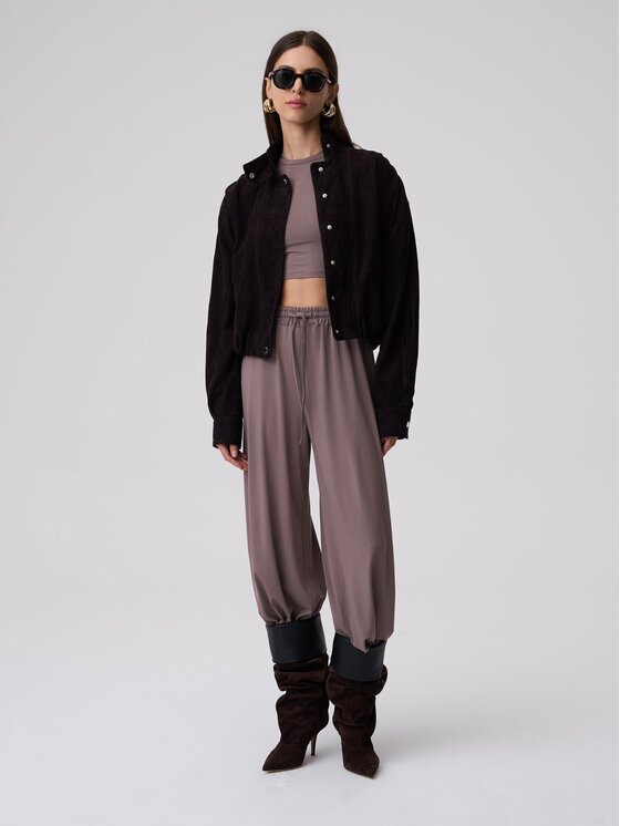 Le Collet Le Collet Spodnie materiałowe TONIA Brązowy jasny Wide Leg