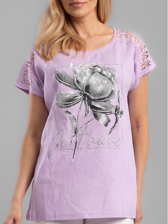 Perso Perso T-Shirt TCE242202F Fialová Regular Fit