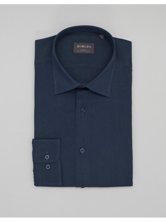Borgio Borgio Koszula terranova Granatowy Slim Fit