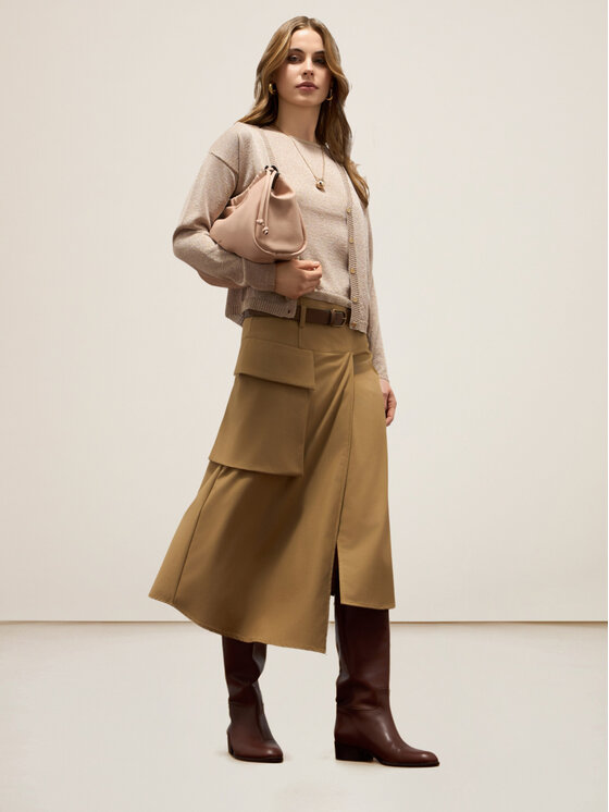 Oltre Oltre Gonna midi 1176R001538N025 Marrone A-Line Fit