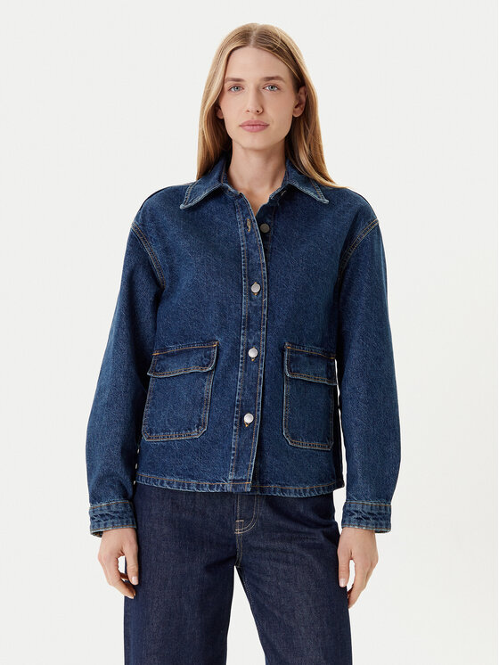 United Colors Of Benetton Giacca di jeans 296XDN07R Blu scuro Relaxed Fit, taglia : XL