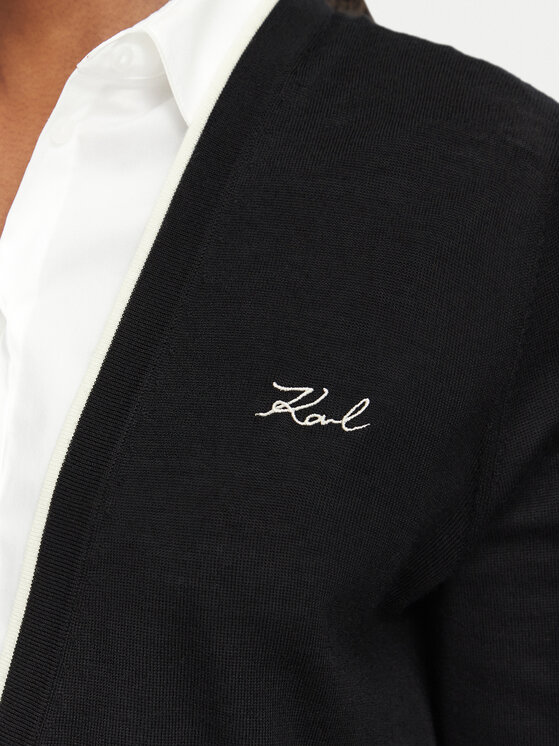 KARL LAGERFELD KARL LAGERFELD Pletena jopica B3W18038 Črna Regular Fit