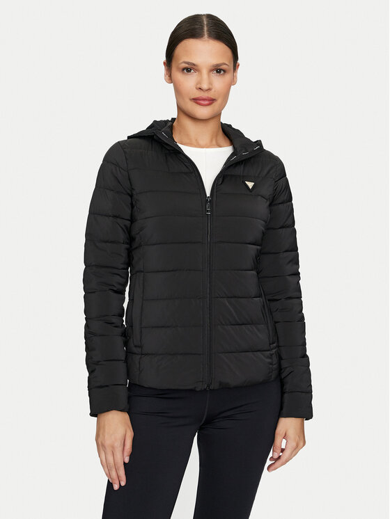Guess Guess Vatovaná bunda Solid Heavy Diann V4YL04 WF3X0 Černá Regular Fit