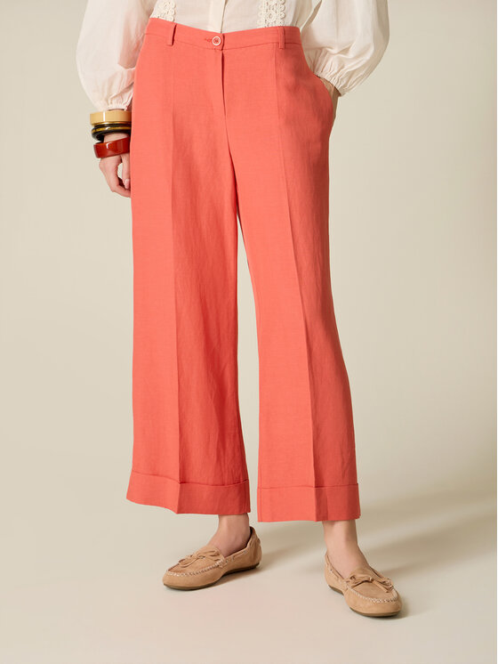 Oltre Oltre Pantaloni di tessuto P02BR109304N016 Arancione Cropp Fit