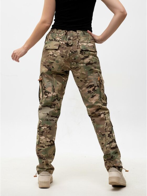 Jigga Wear Jigga Wear Spodnie cargo Bojówki moro camo taktyczne ripstop 130537 Khaki Regular Fit