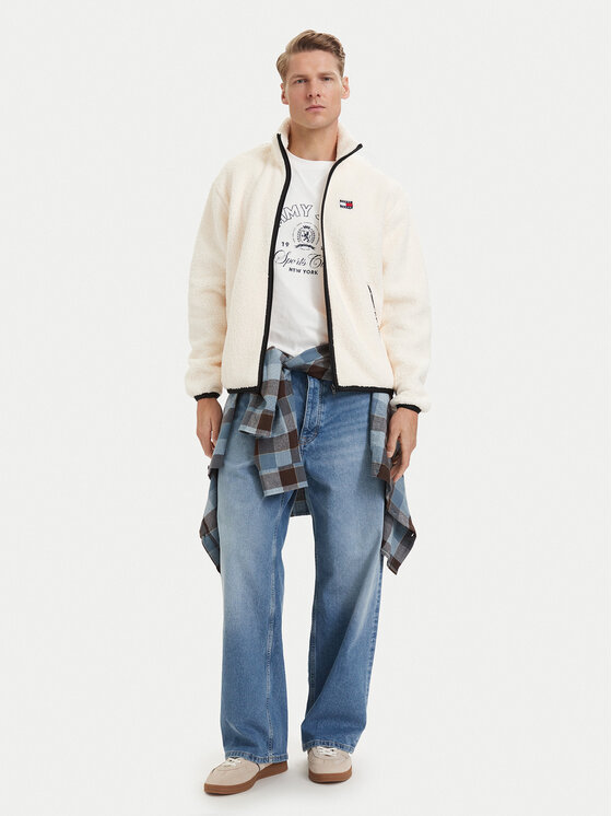 Tommy Jeans Tommy Jeans Fliso džemperis Teddy DM0DM22345 Balta Relaxed Fit