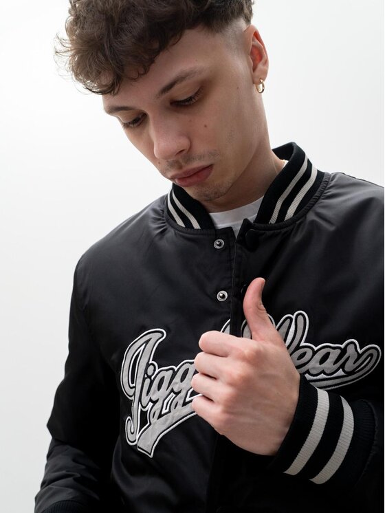 Jigga Wear Jigga Wear Kurtka bomber Baseball College School na napy 125735 Czarny Regular Fit