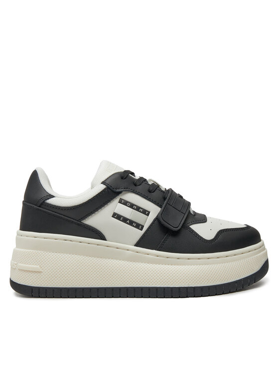 Tommy Jeans Snīkeri Tjw Retro Basket Flatform Velcro EN0EN02573 Melns