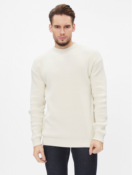 Calvin Klein Jeans Calvin Klein Jeans Bluză cu gât Blown Up J30J324507 Écru Regular Fit