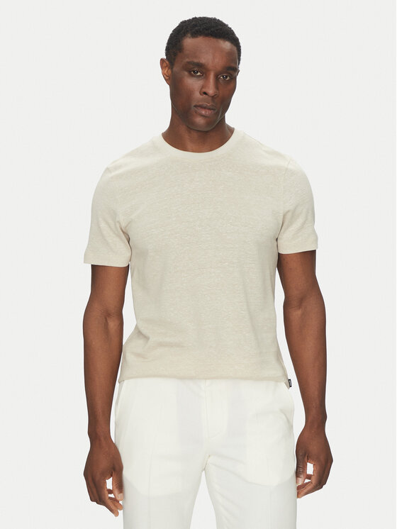 BOSS Męski T-Shirt, rozmiar XXL, Beżowy, H-Thompson 28 50537488