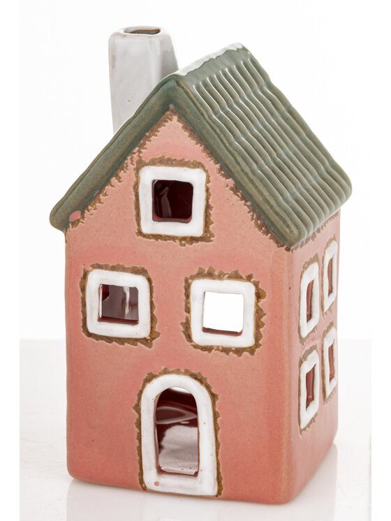 MIAhome MIAhome Lampion Ceramiczny domek GILLI-3 na tea-lighty Czerwony