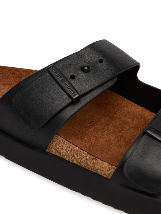 Tommy Hilfiger Tommy Hilfiger Šľapky Cork Adjustable Lth Sandal FM0FM05754 Čierna