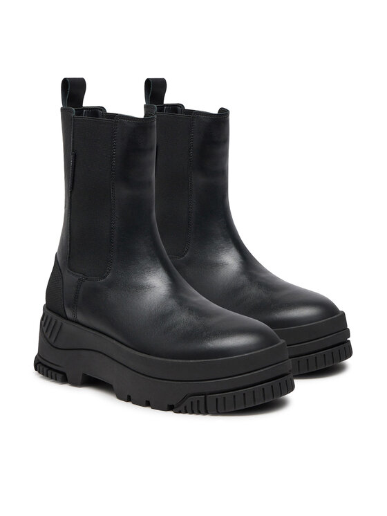 Tommy Jeans Tommy Jeans Kotníková obuv s elastickým prvkem Tjw Chelsea Flatform Boot EN0EN02597 Černá