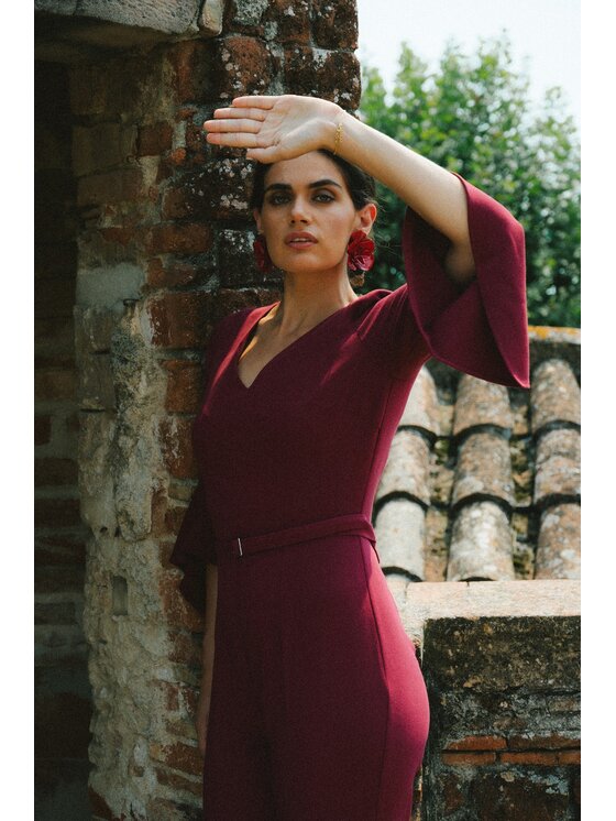Stylove Stylove Kombinezon S416 Bordowy A-Line Fit