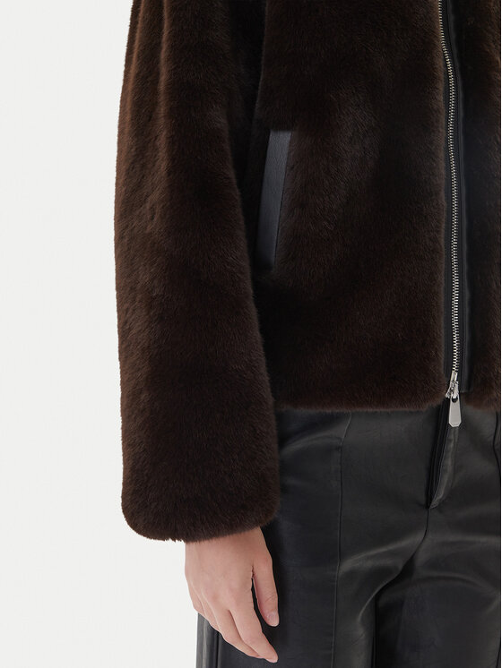 PINKO PINKO Кожено палто 106013 A1ZM Кафяв Regular Fit