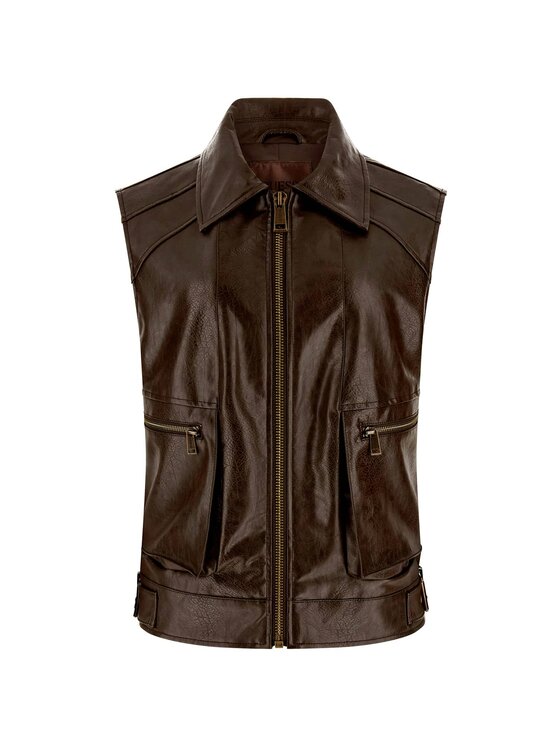 Guess Guess Bezrękawnik 181218 Brązowy Classic Fit