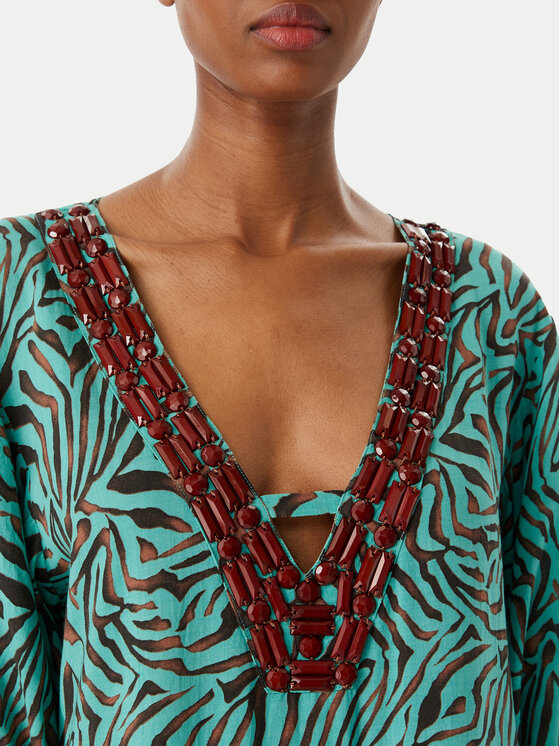 Selmark Selmark Rochie de plajă BN798 Turcoaz Regular Fit