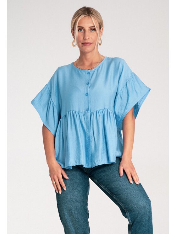 FIGL FIGL Bluzka M1211 Niebieski Regular Fit
