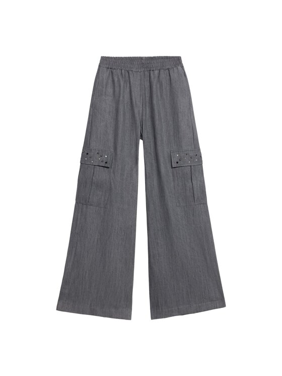 Oltre Oltre Spodnie materiałowe P040J002526N013 Szary Flared Fit