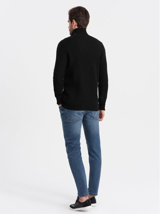 Ombre Ombre Svetr OM-SWZS-0105 Černá Regular Fit
