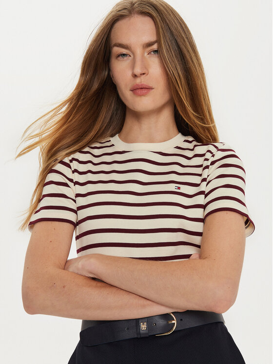 Tommy Hilfiger Tommy Hilfiger Marškinėliai New Cody WW0WW40587 Écru Slim Fit