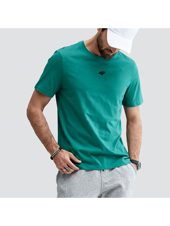 4F 4F T-Shirt 4FWSS26TTSHM3947 Zielony ciemny Regular Fit