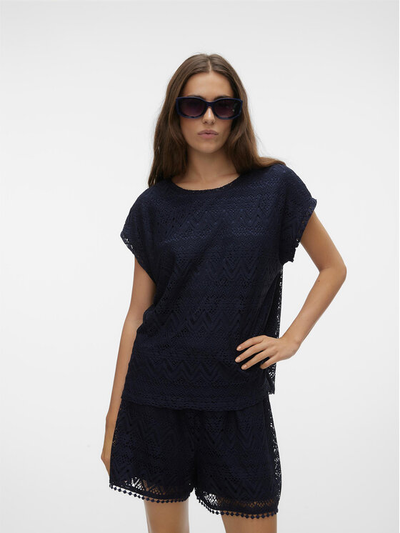 Vero Moda Vero Moda Bluzka Maya 10304457 Granatowy Wide Fit