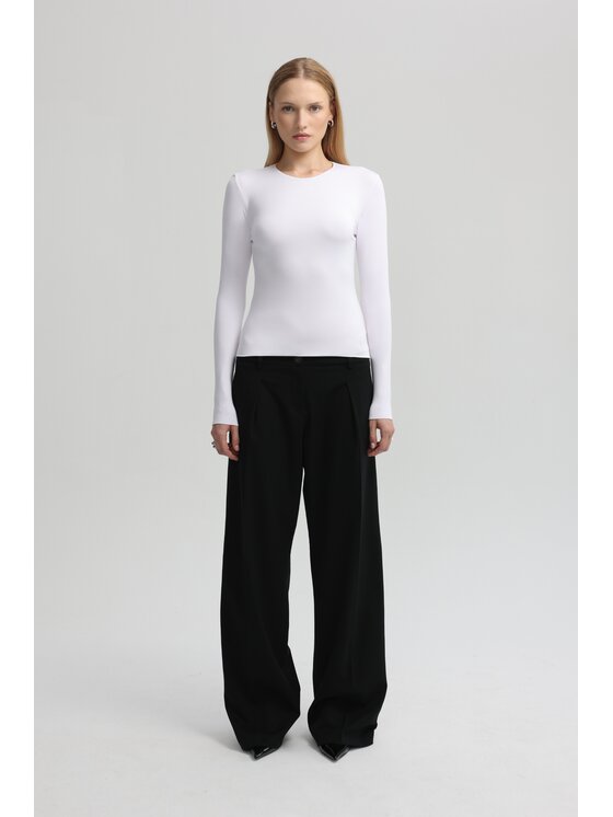 LAGOM LAGOM Longsleeve Dopasowany Biały Regular Fit